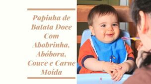 Menino comendo papinha de batata doce